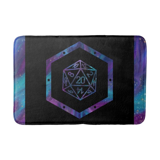 RPG Dice | Nebula Fantasy Retro Tabletop PnP Gamer Bath Mat (Front)