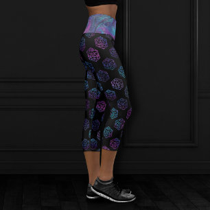 RPG Dice   Nebula Fantasy Retro Tabletop PnP Gamer Capri Leggings
