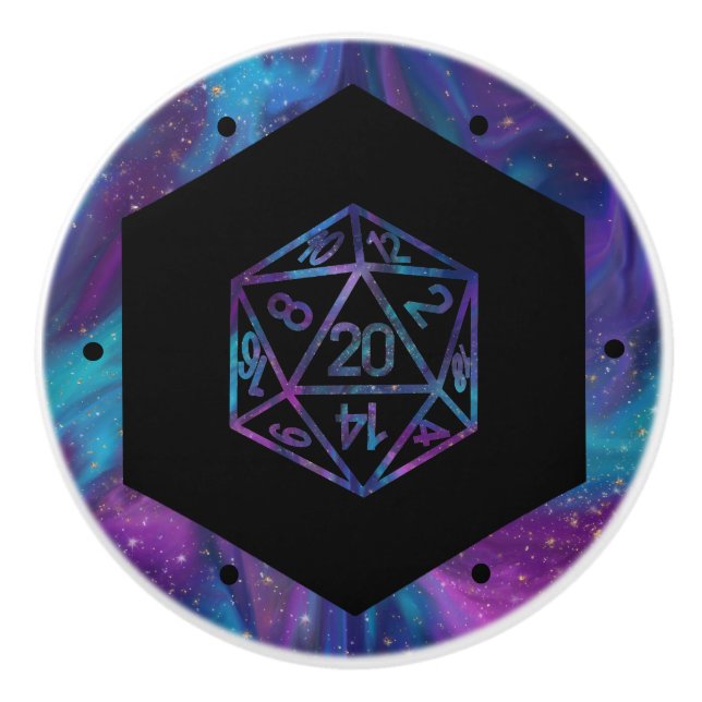 RPG Dice | Nebula Fantasy Retro Tabletop PnP Gamer Ceramic Knob (Front)