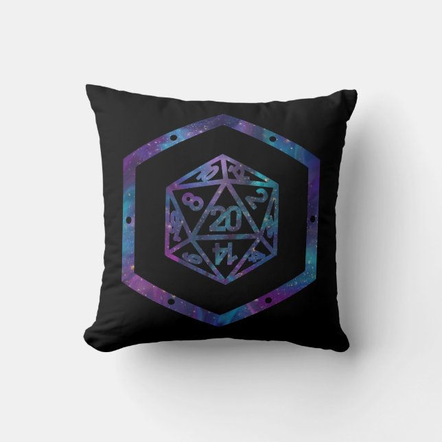 RPG Dice | Nebula Fantasy Retro Tabletop PnP Gamer Cushion (Front)