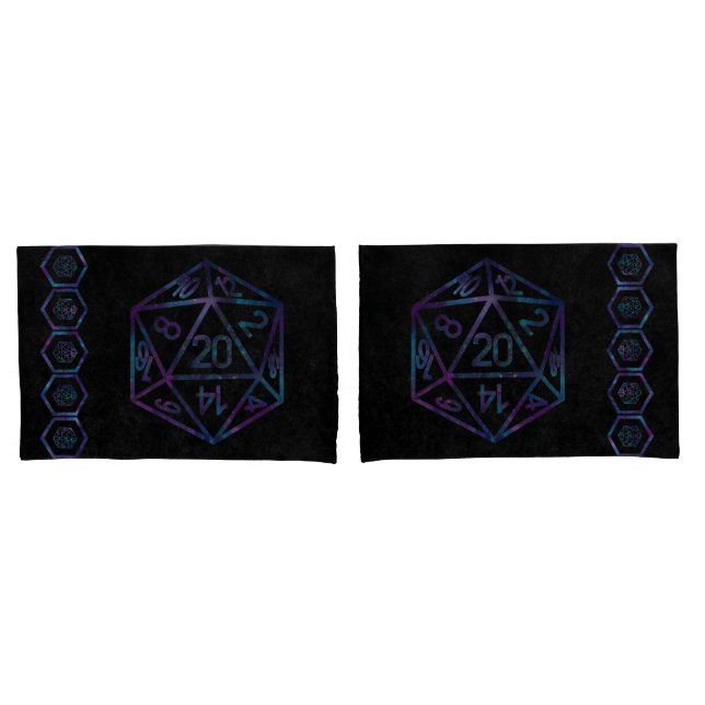 RPG Dice | Nebula Fantasy Retro Tabletop PnP Gamer Pillowcase (Front-Set)