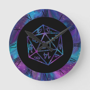 RPG Dice   Nebula Fantasy Retro Tabletop PnP Gamer Round Clock