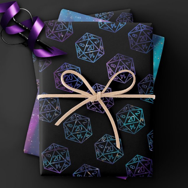RPG Dice | Nebula Fantasy Retro Tabletop PnP Gamer Wrapping Paper Sheet (Creator Uploaded)