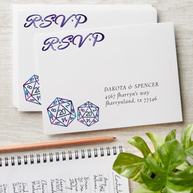 RPG Dice | Nebula Fantasy Tabletop Gamer RSVP Envelope (Stacked)