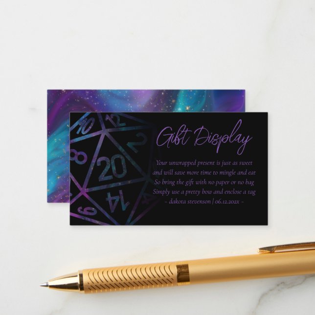 RPG Dice | Nebula Fantasy Tabletop Gift on Display Enclosure Card (Front/Back In Situ)