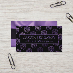 RPG Dice Purple Fantasy Tabletop Gamer Branding Business Card