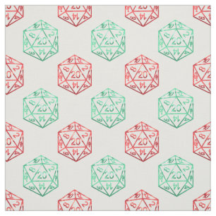 RPG Dice   Red and Green Retro Tabletop Roleplayer Fabric