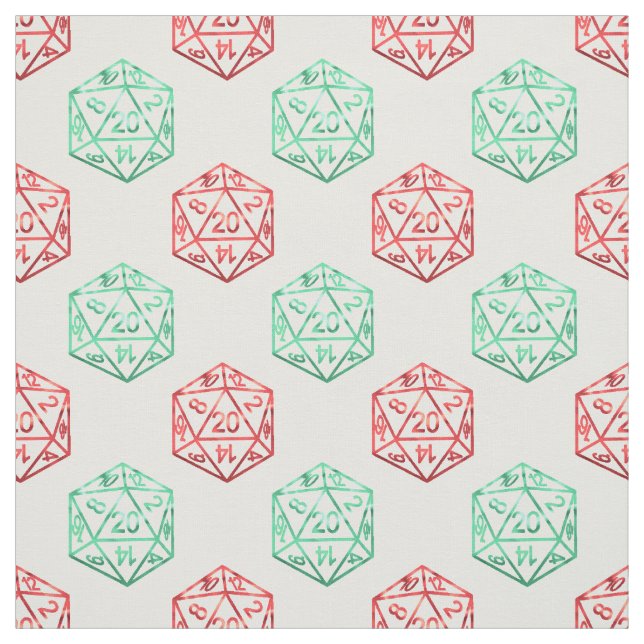 RPG Dice | Red and Green Retro Tabletop Roleplayer Fabric (Swatch)
