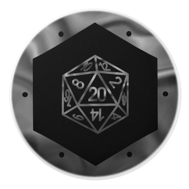RPG Dice | Retro Old School Tabletop Roleplayer Ceramic Knob (Front)