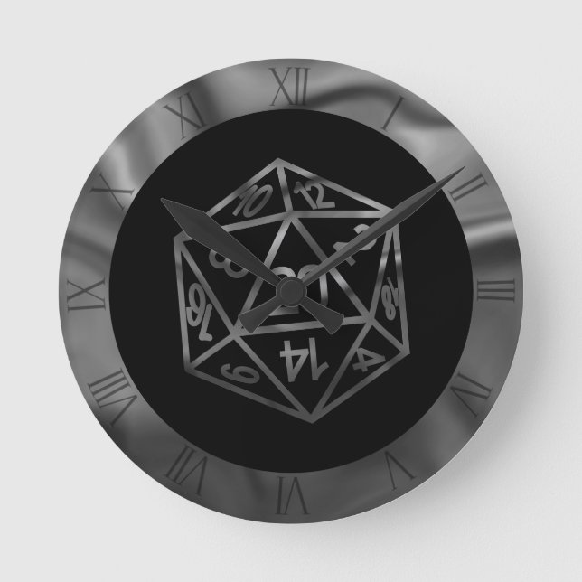 RPG Dice | Retro Old School Tabletop Roleplayer Round Clock (Front)