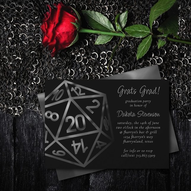 RPG Dice | Retro Tabletop Role Player Graduation Invitation (Creator Uploaded)