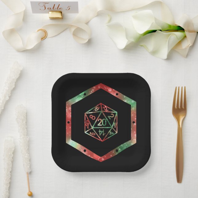 RPG Dice | XMAS Fantasy Retro Tabletop PnP Gamer Paper Plate (Wedding)