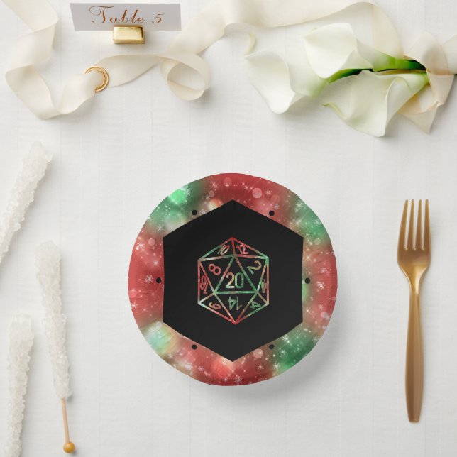 RPG Dice | XMAS Fantasy Retro Tabletop PnP Gamer Paper Plate (Wedding)