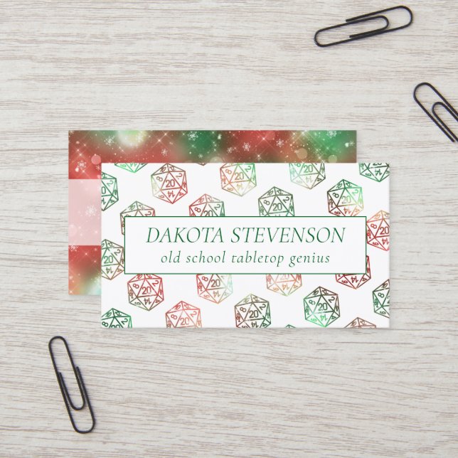 RPG Dice | XMAS Fantasy Tabletop Gamer Branding Business Card (Front/Back In Situ)