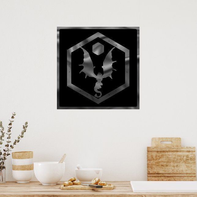RPG Dragon | Fantasy Tabletop Retro PnP Gamer Dice Poster (Kitchen)