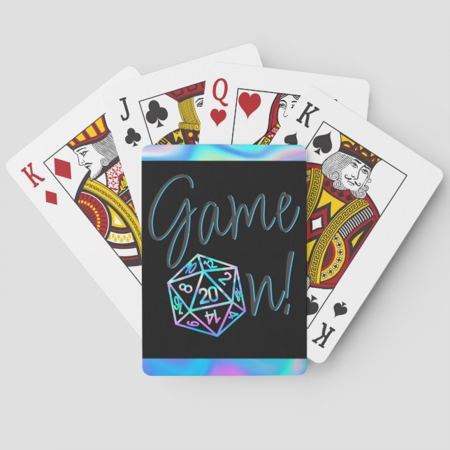 RPG Game On | Holo Fantasy Tabletop Retro Gamer Playing Cards (Back)