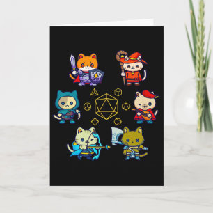 Rpg Gamer Cats D20 Dice Nerdy Geek Cat Men Women K Card