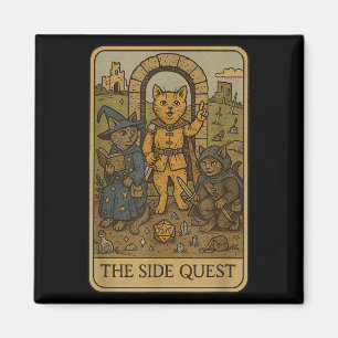 Rpg Gamer Cats Funny Side Quest Tarot Card Nerdy M Magnet