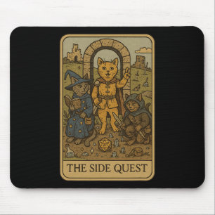 Rpg Gamer Cats Funny Side Quest Tarot Card Nerdy M Mouse Pad