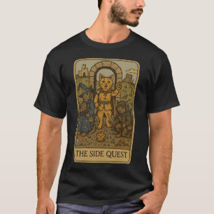 Rpg Gamer Cats Funny Side Quest Tarot Card Nerdy M T-Shirt