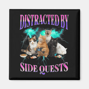 RPG Gamer Cats Side Quest Distracted Funny Gamer Magnet