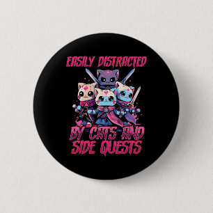Rpg Gamer Cats Side Quest Distracted Nerdy Tableto 6 Cm Round Badge