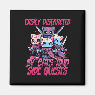 Rpg Gamer Cats Side Quest Distracted Nerdy Tableto Magnet
