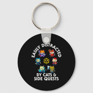 Rpg Gamer Cats Side Quest Funny Nerd Adhd Cat Men  Key Ring