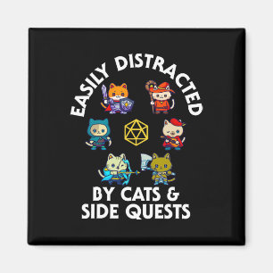 Rpg Gamer Cats Side Quest Funny Nerd Adhd Cat Men  Magnet