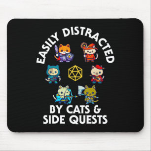 Rpg Gamer Cats Side Quest Funny Nerd Adhd Cat Men Mouse Pad