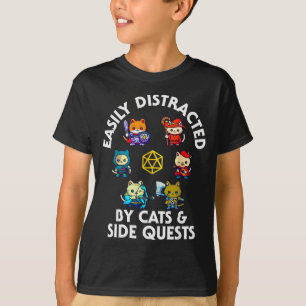 Rpg Gamer Cats Side Quest Funny Nerd Adhd Cat Men  T-Shirt