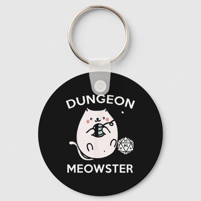 Rpg Gamer Cats Side Quest Funny Nerd D20 Dice Game Key Ring (Front)