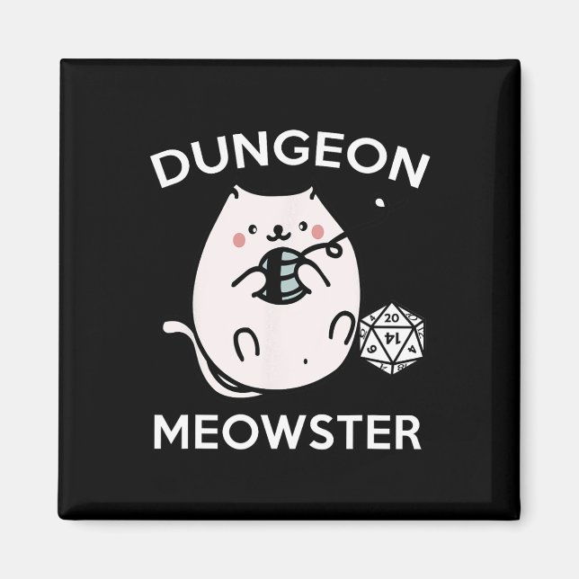 Rpg Gamer Cats Side Quest Funny Nerd D20 Dice Game Magnet (Front)