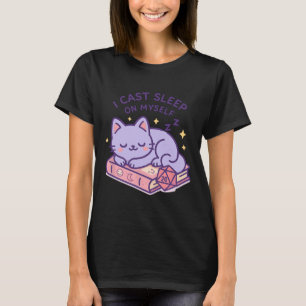 Rpg Gamer Nerdy Cat Sleeping D20 Dice For Cat Love T-Shirt
