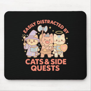 Rpg Gamer Nerdy Cats Side Quest Distracted Tableto Mouse Pad