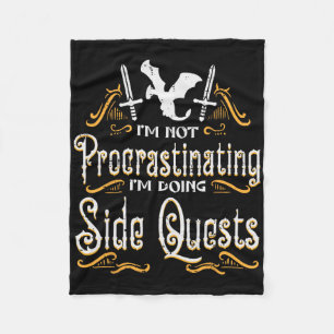 Rpg Gamer Not Procrastinating Side Quest Funny Men Fleece Blanket