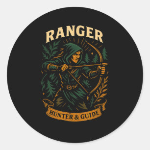 Rpg Gamer Ranger D20 Dice Nerdy Geek Men Women Kid Classic Round Sticker