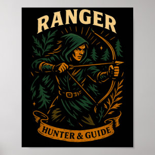 Rpg Gamer Ranger D20 Dice Nerdy Geek Men Women Kid Poster