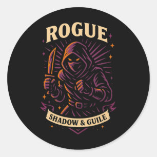 Rpg Gamer Rogue D20 Dice Nerdy Geek Men Women Kids Classic Round Sticker