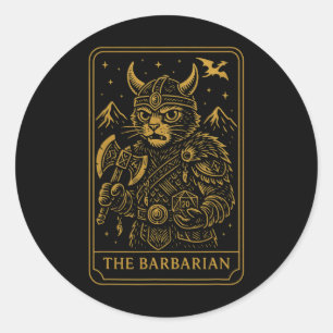 Rpg Gamer Rrian D20 Dice Nerdy Geek Cat Men Women Classic Round Sticker
