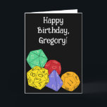 RPG Gaming Dice, Board, Fantasy Games Personalised Card<br><div class="desc">Create a custom card that's perfect for fans of role-playing and fantasy games with illustrations of RPG style dice in bright colours and your own custom message on the front and on the inside.</div>