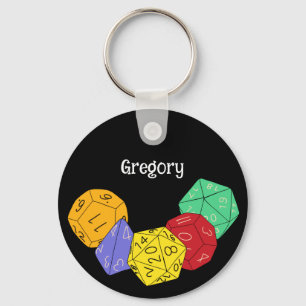 RPG Gaming Dice, Board, Fantasy Games Personalised Key Ring