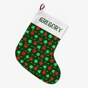 RPG Gaming Dice, Board, Fantasy Games Personalised Large Christmas Stocking