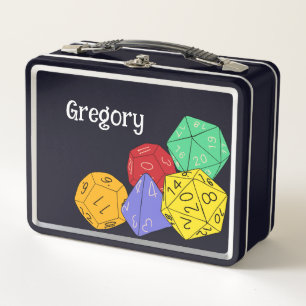 RPG Gaming Dice, Board, Fantasy Games Personalised Metal Lunch Box