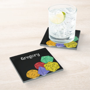 RPG Gaming Dice, Board, Fantasy Games Personalized Glass Coaster
