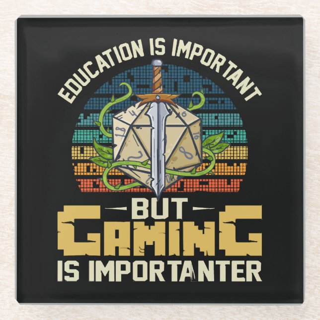 rpg gaming is importanter glass coaster (Front)