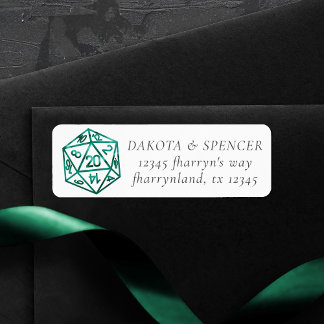 RPG Green Dice | Fantasy Tabletop PnP Address Return Address Label