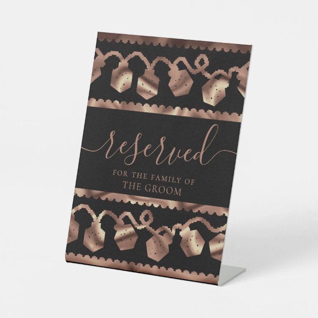 RPG Lights | Copper Fantasy Tabletop Dice Reserved Pedestal Sign (Front)