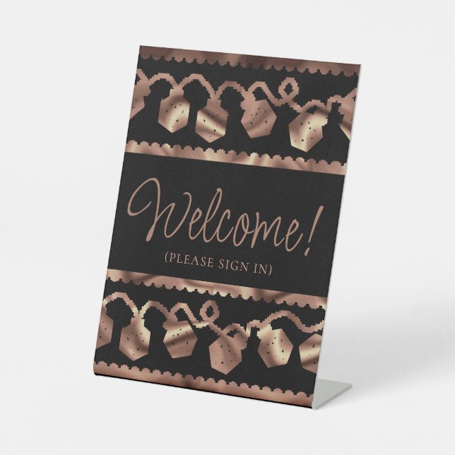 RPG Lights | Copper Fantasy Tabletop Gamer Custom Pedestal Sign (Front)