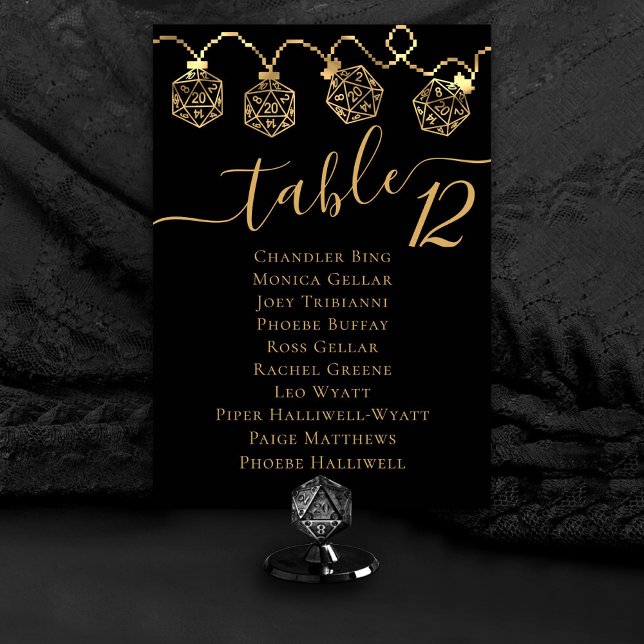 RPG Lights | Gold Fantasy Tabletop Dice Guest Name Table Number (Creator Uploaded)